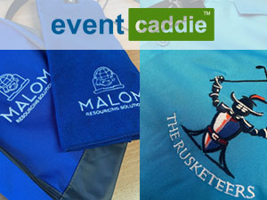 Custom Orders - Corporate embroidered towels and shoe bags and golf society polo shirts