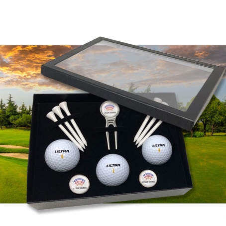 Engraved Corporate Black Leatherette Golf Gift Set