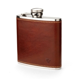 Aspinal of London Classic 5oz Hip Flask in Smooth Cognac