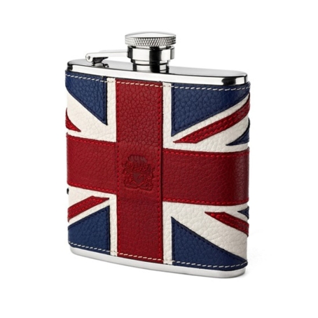 Aspinal of London Classic 5oz Hip Flask in Royal Sapphire Blue with Union Jack