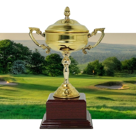 Nickel Gold Golf Trophy Cup with Lid