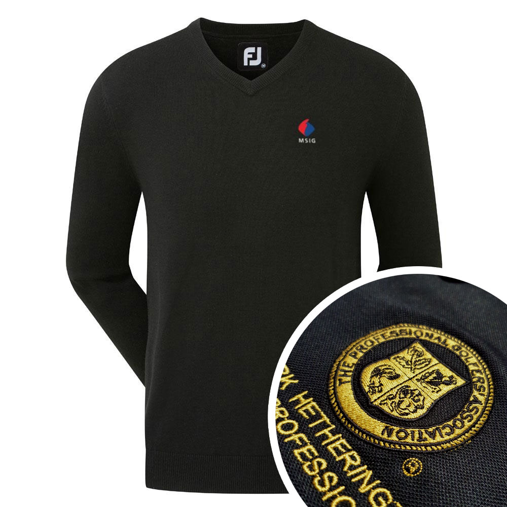 Footjoy Mens Wool Blend V-Neck Pullover with Embroidery