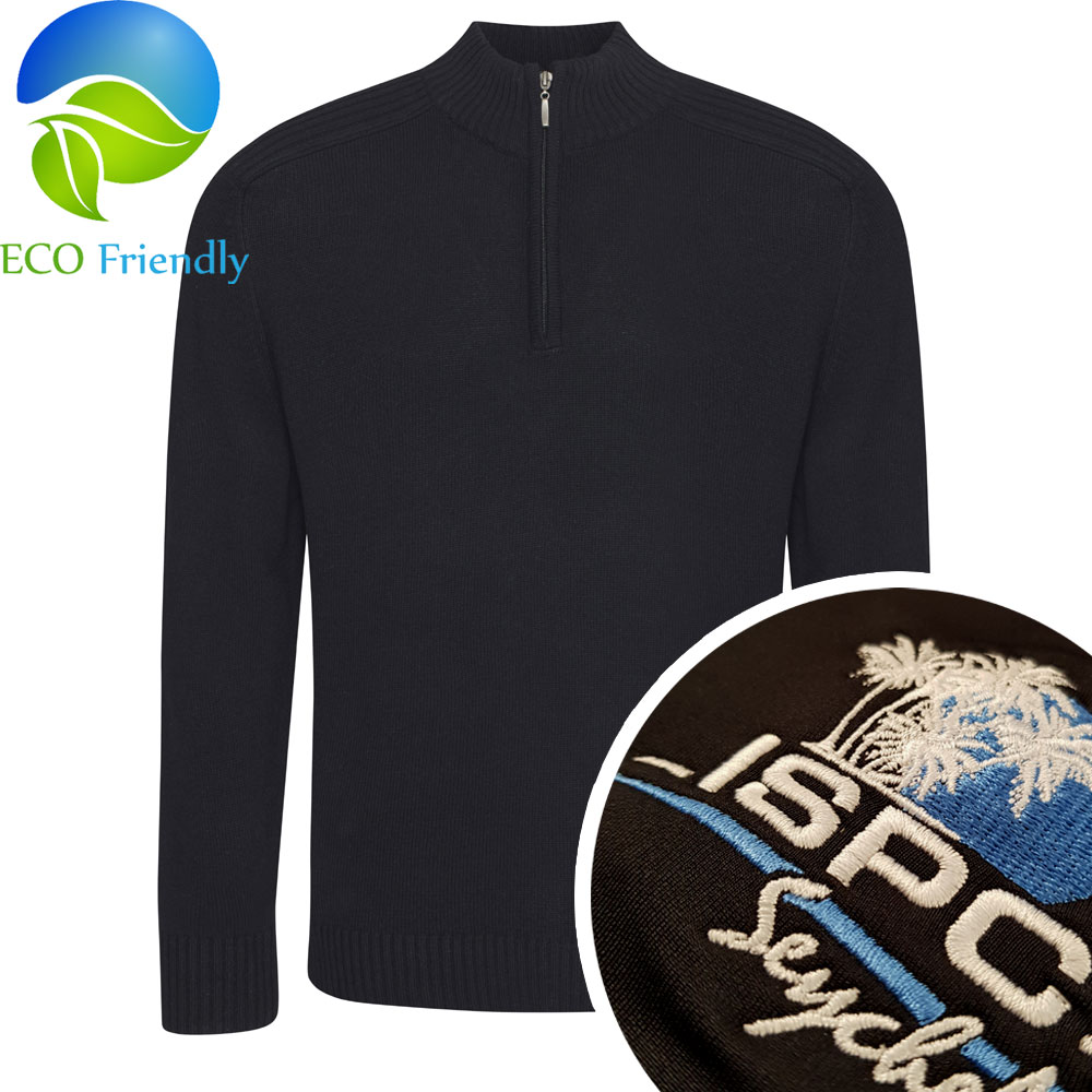 Ecologie Wakhan 1/4 Regan Zip Knit Sweater With Embroidery