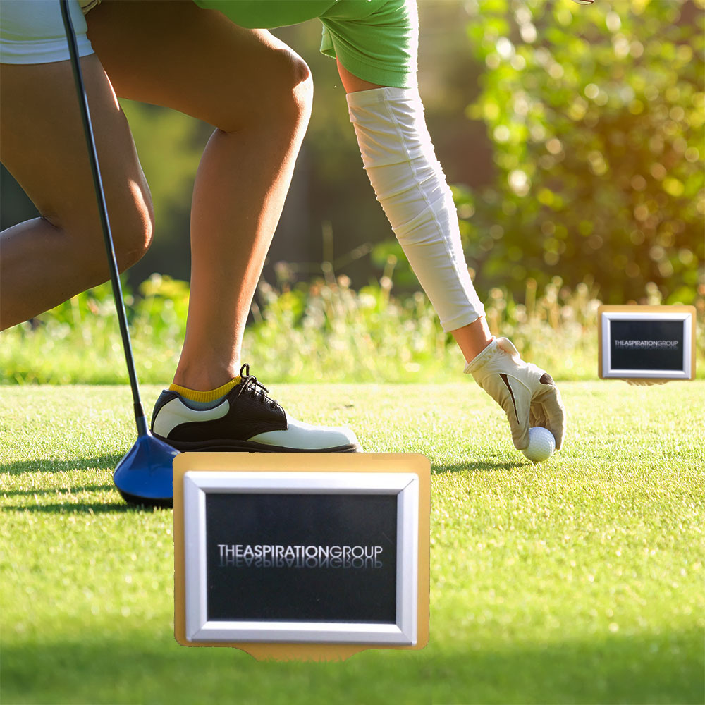 Custom Printed A6 Golf Event Tee Sign with Interchangeable Graphic