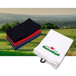 Waffle Tri-fold Golf Towel with Embroidery