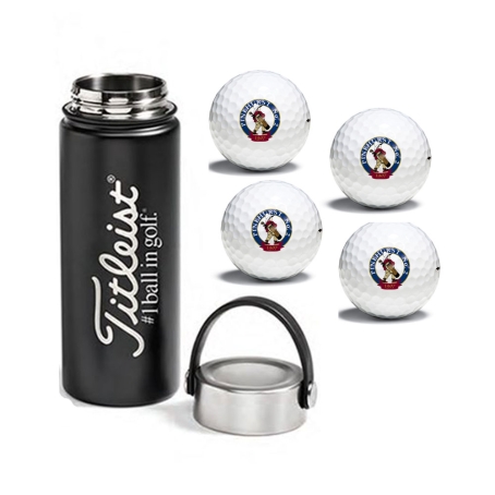 Titleist Metal Water Bottle with Custom Printed Golf Balls
