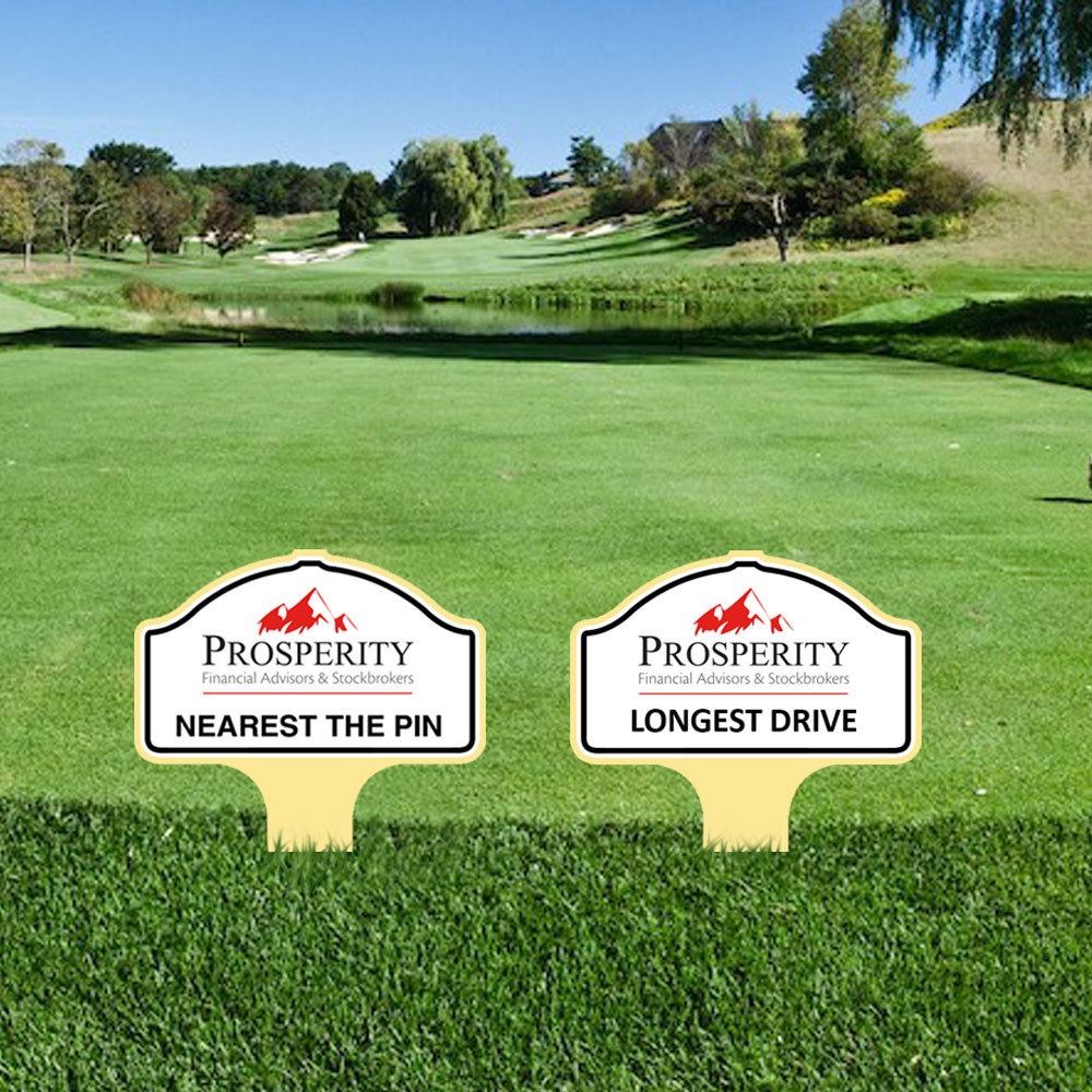 Custom Printed Aluminium Set of Nearest the Pin and Longest Drive Tee Signs