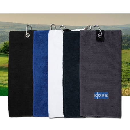 Tri-Fold Microfibre Golf Towel with Embroidery