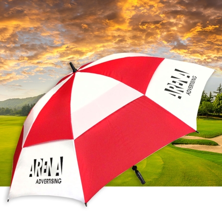 Custom Printed Golf Umbrella with Vented Canopy and Stormproof Ribs