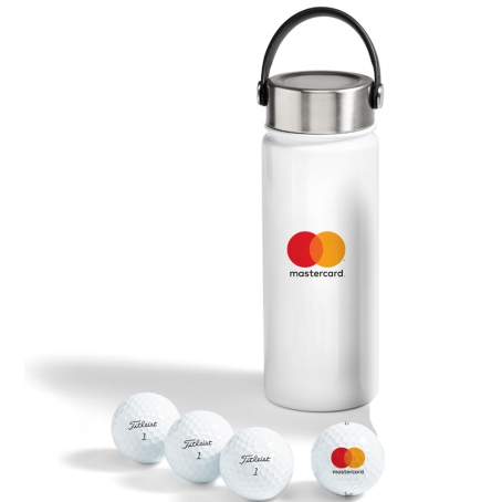 Custom Printed Titleist Metal Water Bottle and Golf Balls