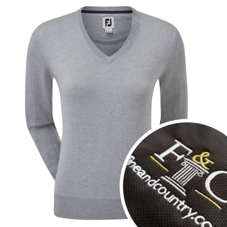 FootJoy Womens Wool Blend V Neck Pullover with Embroidery