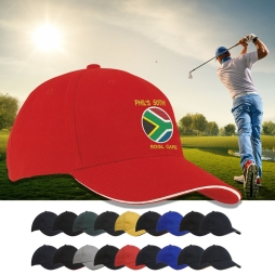 Mens Brushed Heavy Cotton Contrast Trim Cap with Embroidery