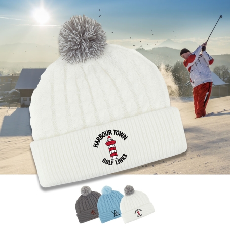 Titleist Cable Knit Pom Pom with Embroidery