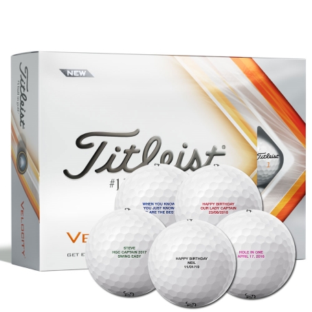 Titleist Velocity Golf Balls with Text Personalisation