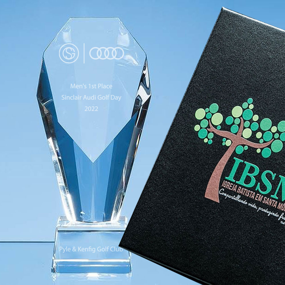 Optical Crystal Diamond Award with Printed Presentation Box