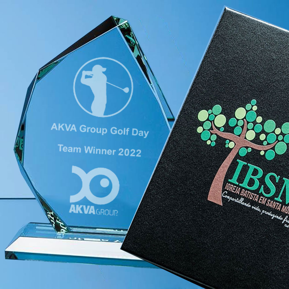 Jade Glass Faceted Ice Peak Award with Printed Presentation Box