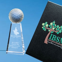 Voyager Golf Crystal Award with a Printed Presentation Box