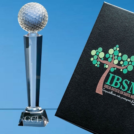 Interceptor Golf Crystal Award with Printed Presentation Box