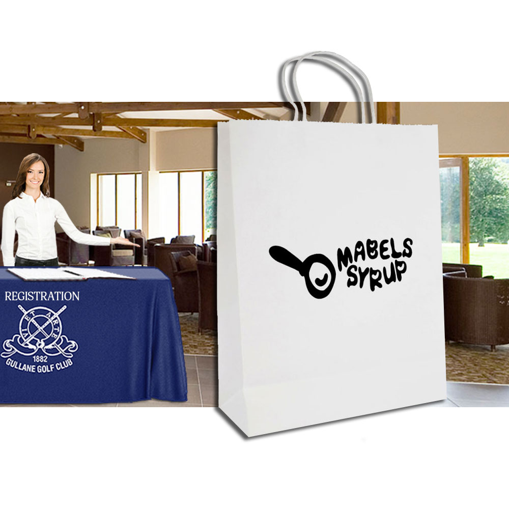 Custom Printed White Brunswick Large Paper Bag