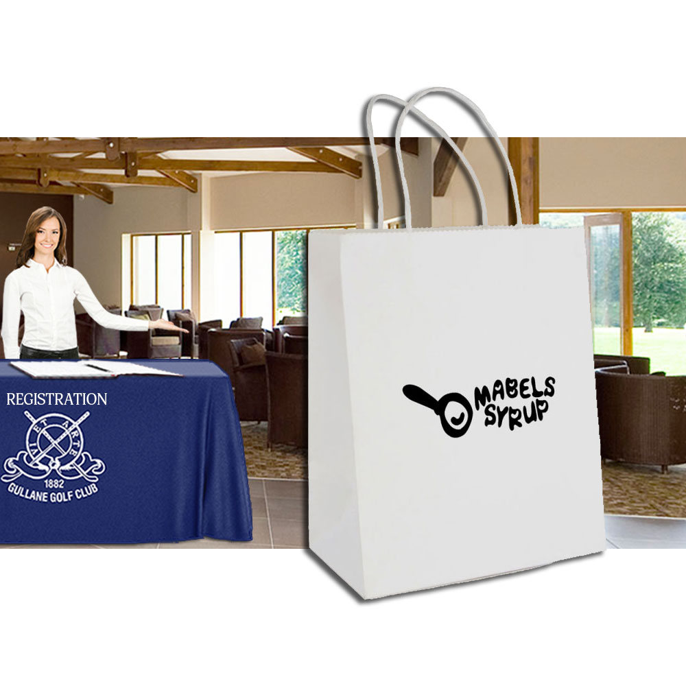 Custom Printed White Brunswick Medium Paper Bag