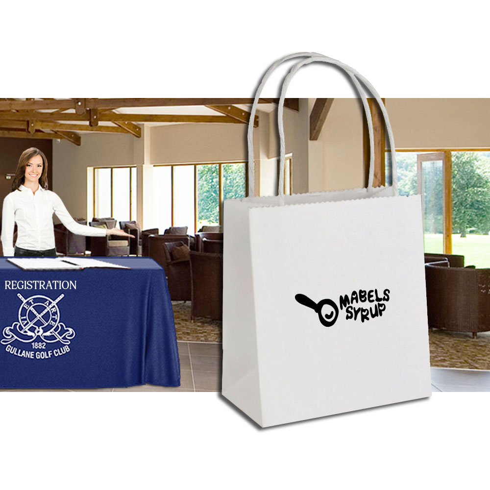 Custom Printed White Brunswick Small Paper Bag
