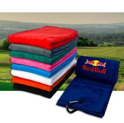 Tri-Fold Velour Golf Towel with Embroidery