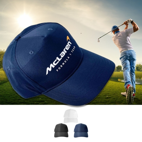 Lightweight 5 Panel Polyester Golf Cap With Full Colour Print 