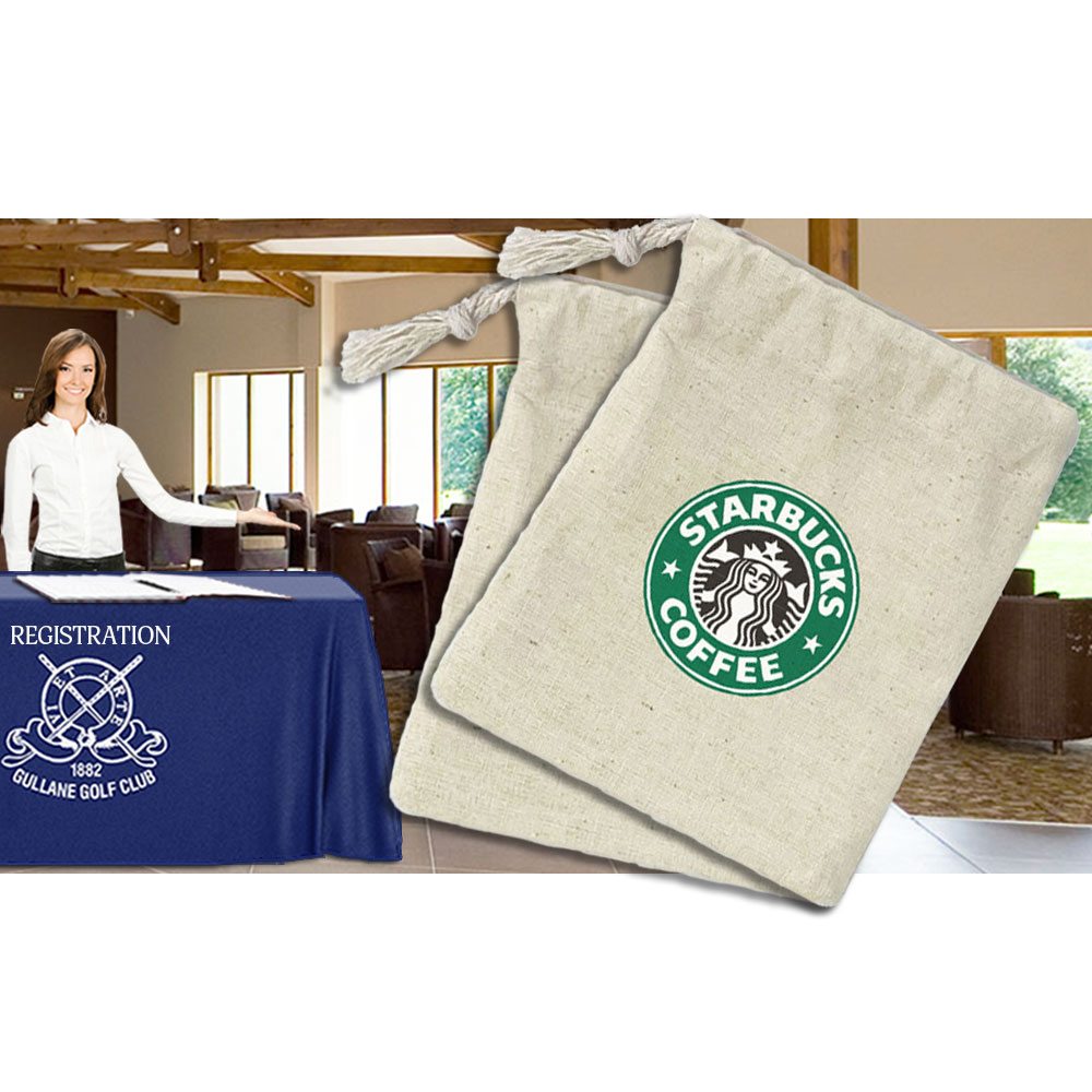 Custom Printed Organic Cotton Drawstring Goodie Bag