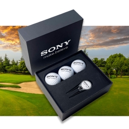 Custom Printed Mini Black Presentation Box with Golf Balls & Geo Repair Tool