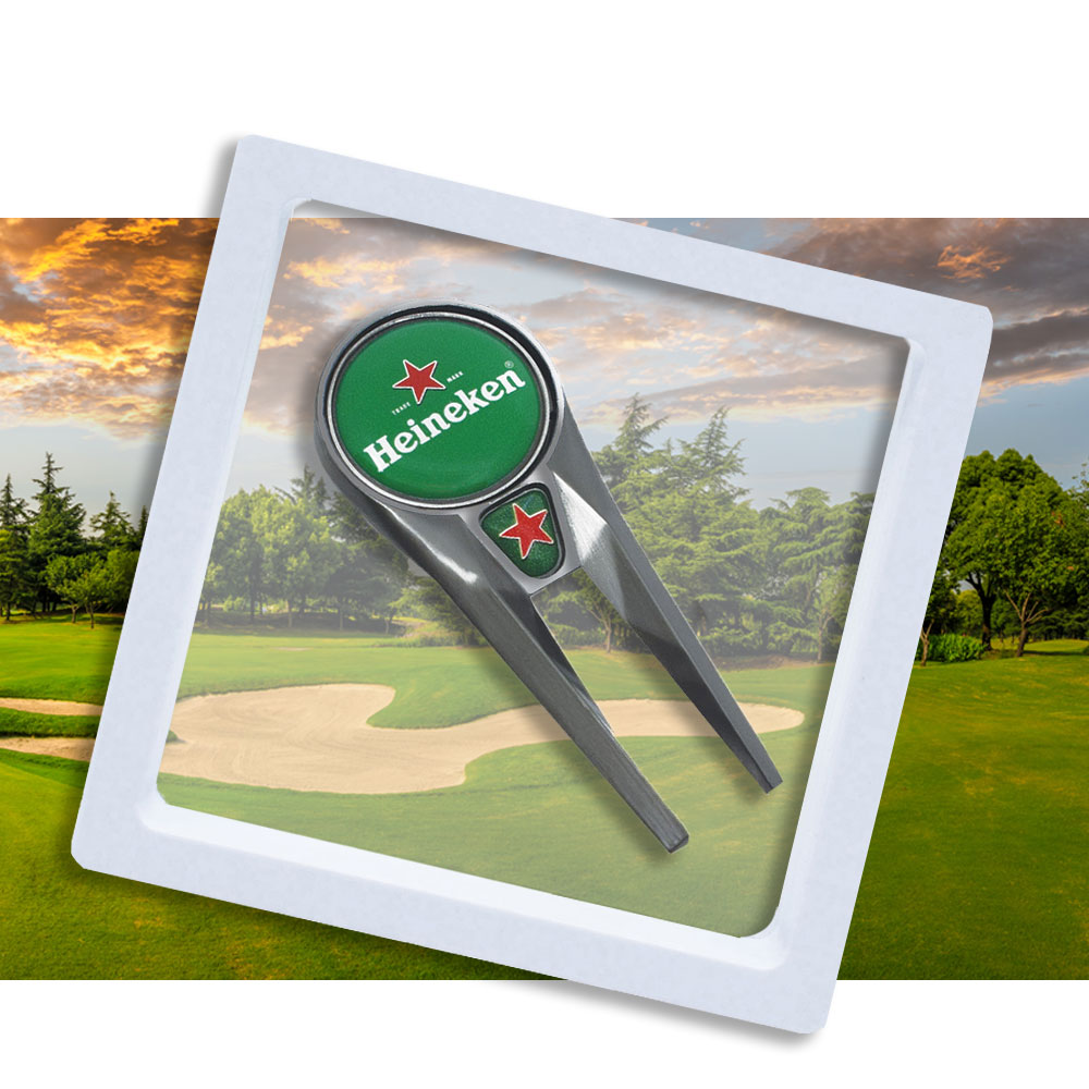 Custom Printed Geo Pitch Repair Tool with Removable Ball Marker in Levit8 Packaging