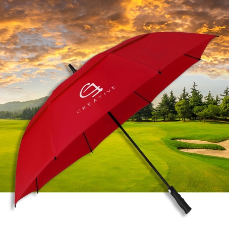 Automatic Fibreglass Frame Double Canopy Golf Umbrella