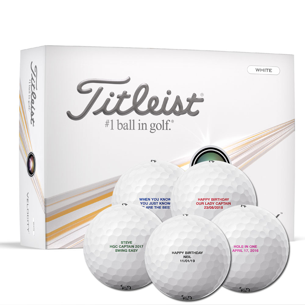 Titleist Velocity Golf Balls with Text Personalisation