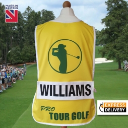 Yellow PRO Tour Golf Caddie Bib with Personalised Name Plate
