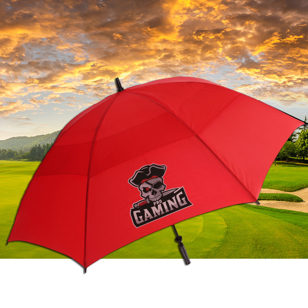 Custom Printed Golf Umbrella with Vented Canopy and Stormproof Ribs