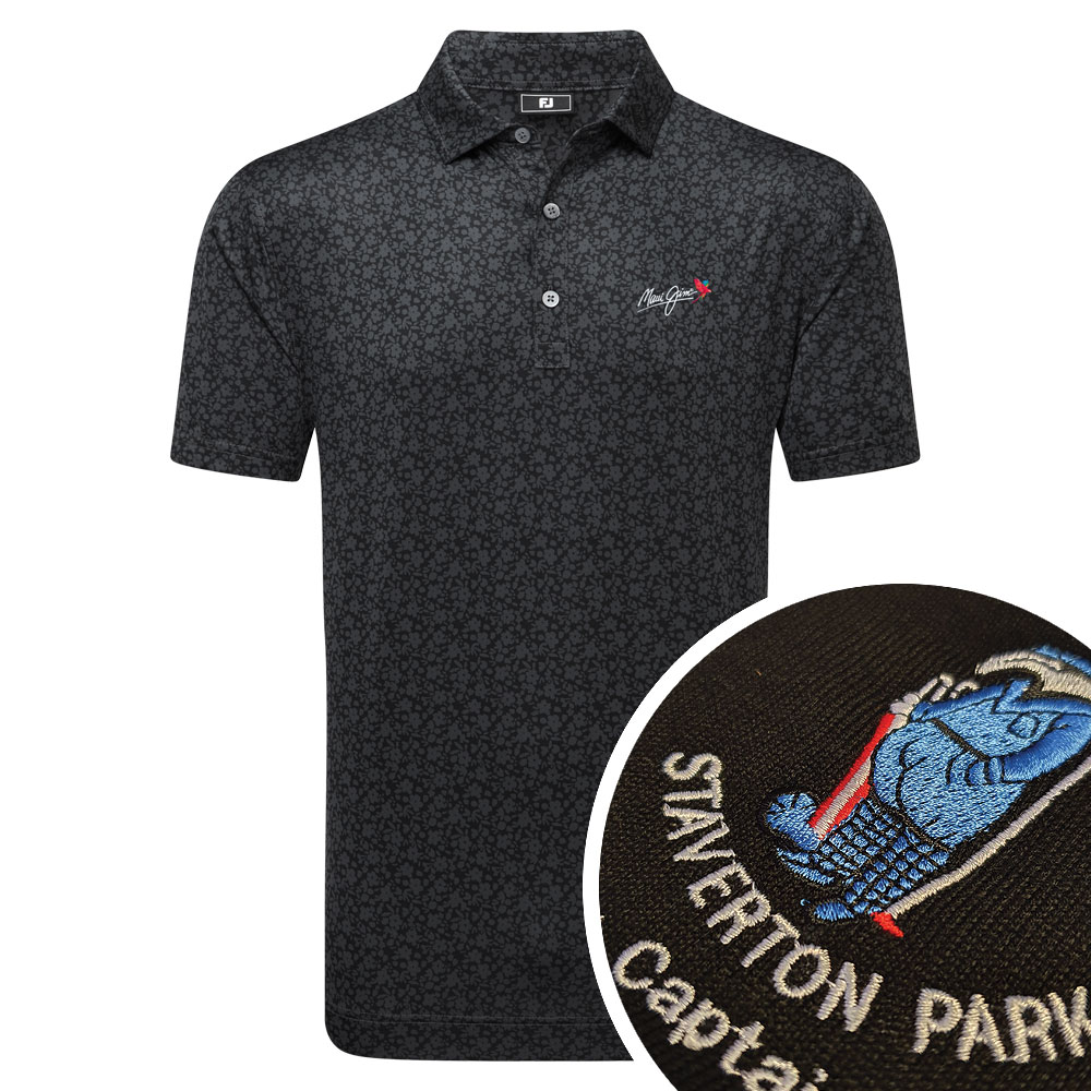 Footjoy Painted Floral Self Collar Polo with Embroidery