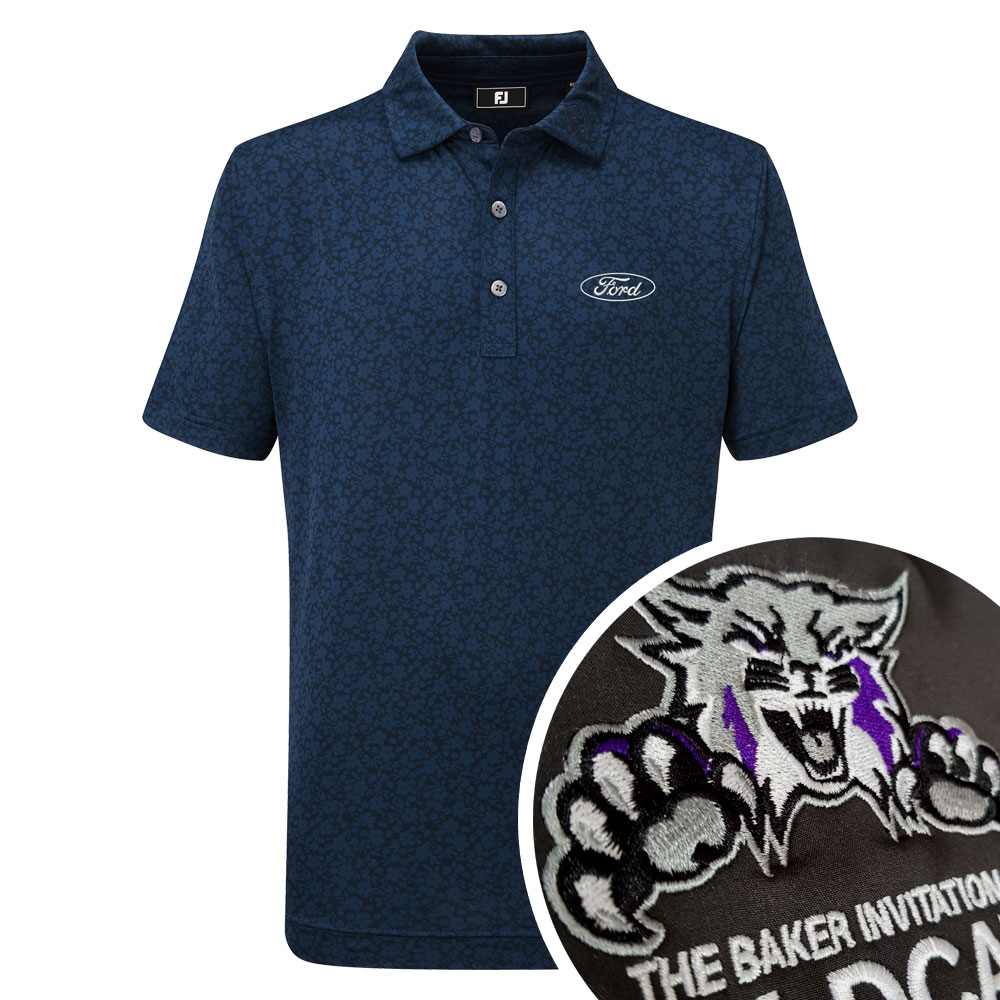 Footjoy Junior Painted Floral Lisle Polo with Embroidery