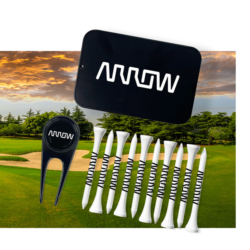 Custom Printed Golf Tin with Tees and Revo Repair Tool