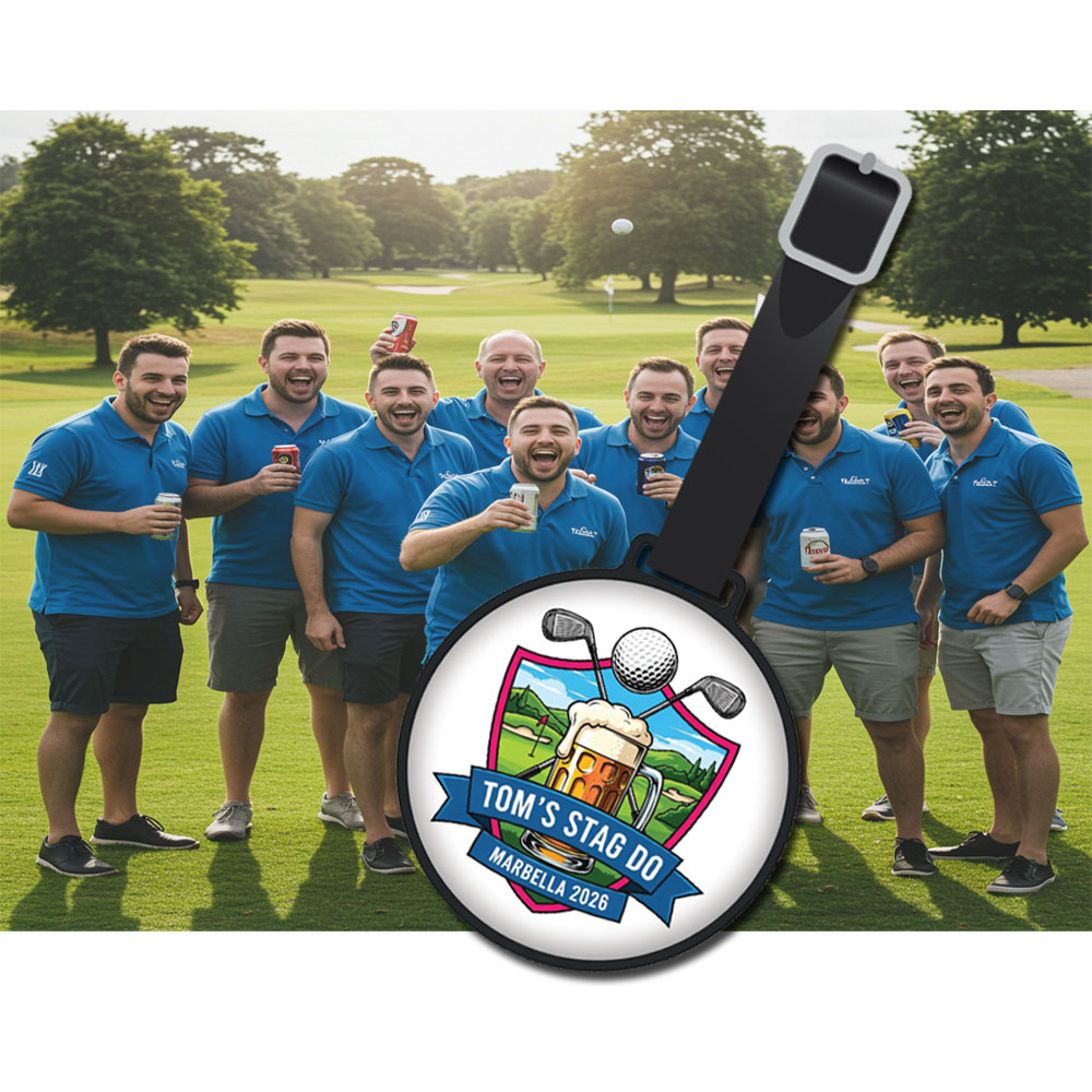 Custom Printed Round Black Nickel Metal Bag Tag